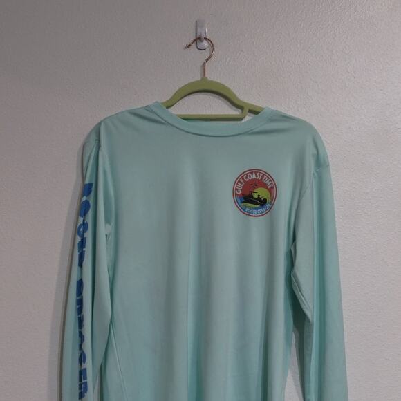 Gulf Coast Time Teal Roger Creager Long Sleeve Shirt Sz S - Picture 2 of 9